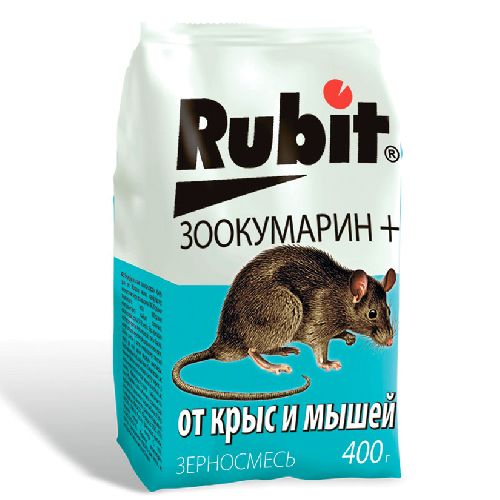 Средство от крыс и мышей зерновая смесь ЗООКУМАРИН+ 400г (25) Рубит