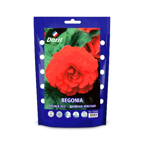 Бегония Махровая красная Begonia Double Red 6/+, Darit Дой-пак 2шт