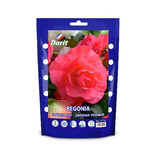Бегония Махровая розовая Begonia Double Pink 6/+, Darit Дой-пак, 2шт