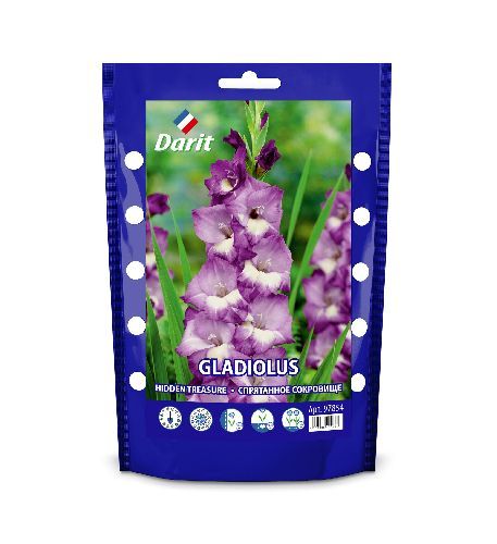 Дой-пак Гладиолус Спрятанное сокровищ Gladiolus Hidden Treasure 14/16 (крупноцветк., фиолетовый) 5шт